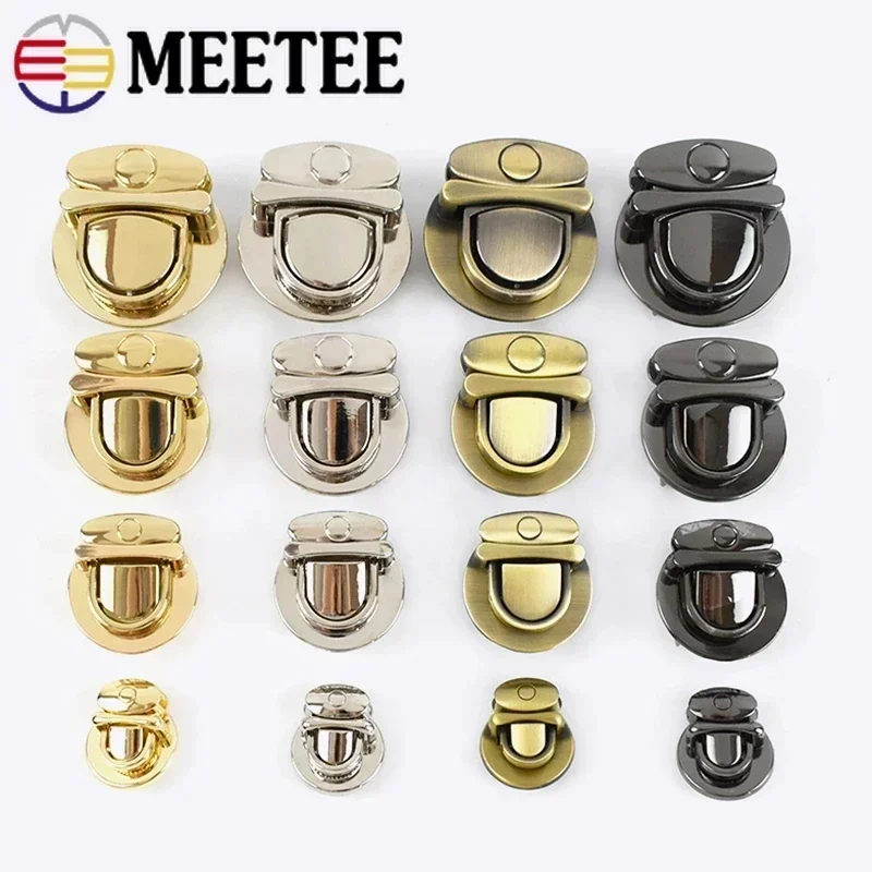 2Pcs Meetee Metal Round Clasp Turn Twist Lock Buckle for Bag DIY Handbag Clasps Purse Hardware Closure Locks Luggage Accessories