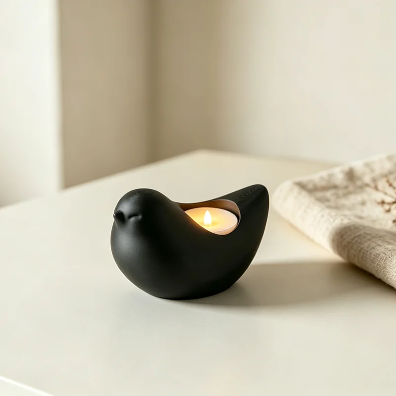 Bird Candle Tray, 3D Printed Calming Mini LED Tealight Holder for Nightstand
