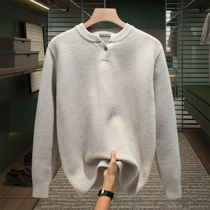 

High Quali Men's Knitted Sweater Casual Autumn Winter Faion Simple Versatile Comfortable Warm Long Sve Crew Ne Top
