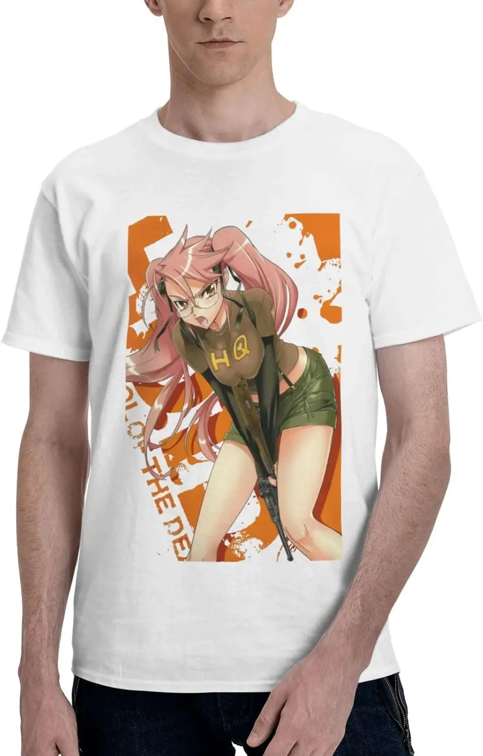 

Рубашка аниме Highschool of The Dead Saya Takagi, мужская повседневная футболка с круглым вырезом, дышащая футболка с короткими рукавами