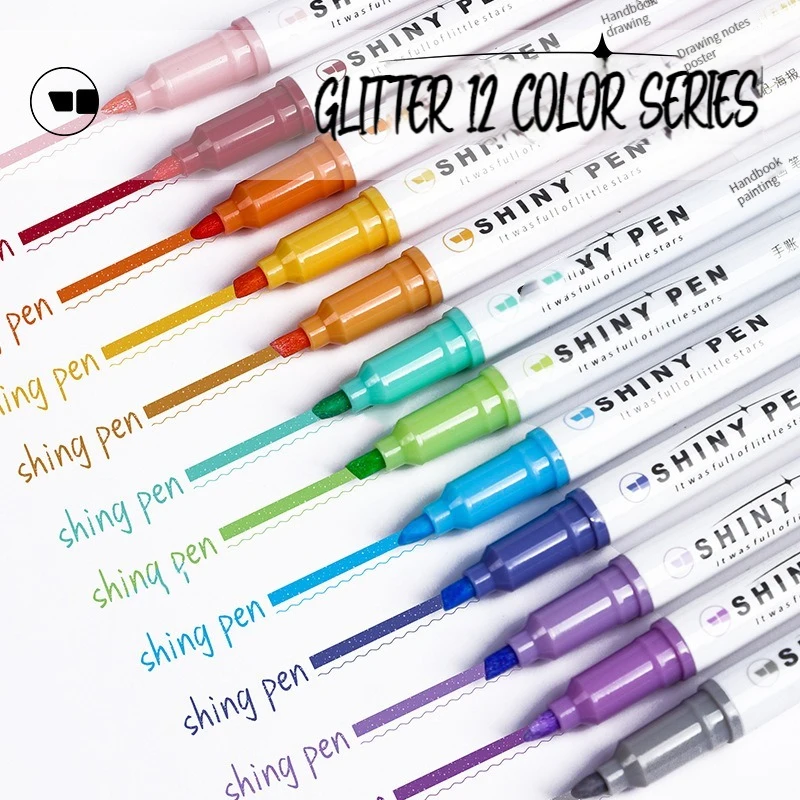 4 Colors/Set Glitter Highlighters Pen Fine Flash Marker Pen Painting Maker For Scrapbook Diary Journal Student Stationery Supply