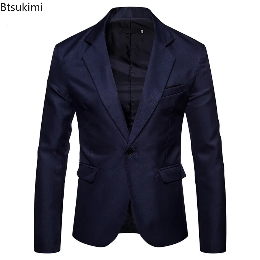 2024 Men's Formal Suit Jackets Slim Fit Solid Blazer Coars Male Business Party Club Casual Suits for Men One Button Blazer Suits
