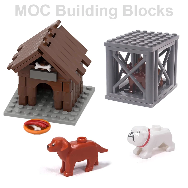 

Dog Kennel Puppy Building Blocks Snowdog Bulldog Husky MOC Small Particles Animal Ornaments Creative Kids Puzzle Toys Gifts
