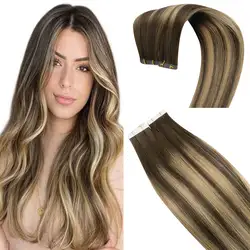 [12 Months] Moresoo Virgin Hair Tape in Real Human Hair Extensions High Quality Natural Straight PU Skin Weft Hair Extensions