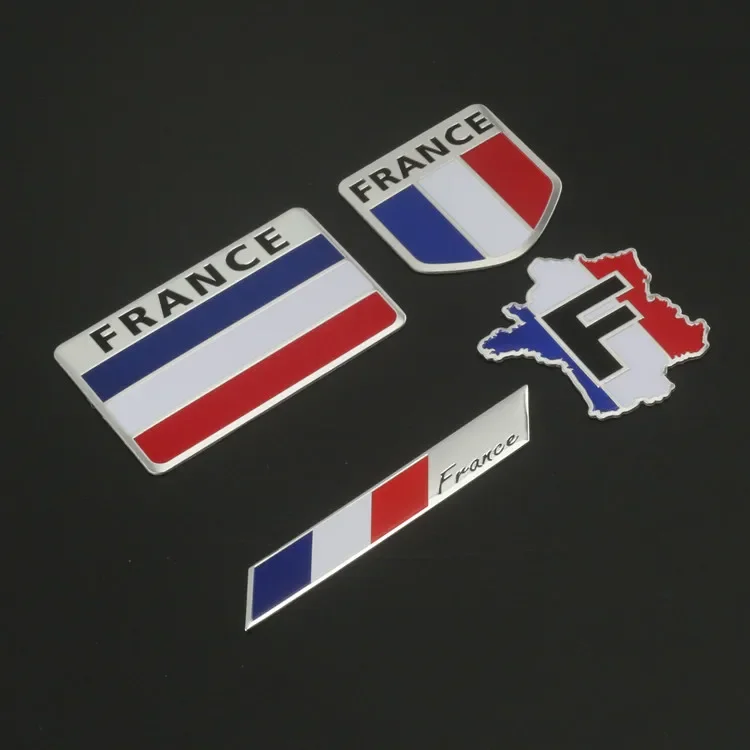 Aluminum 3D France Flag Car Sticker Emblem Badge Decal for Peugeot Citroen Renault Venturi Bugatti Amilcar Honda Ford VW BMW