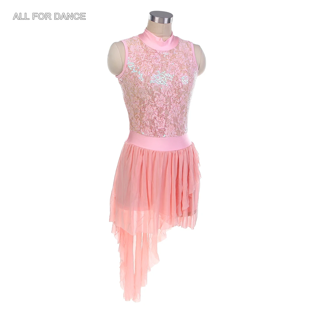 16027 Vestido de Ballet/lírico/de baile contemporáneo para niñas adultas, Top de LICRA con lentejuelas rosas, corpiño puesta en escena, ropa de baile Cosutme