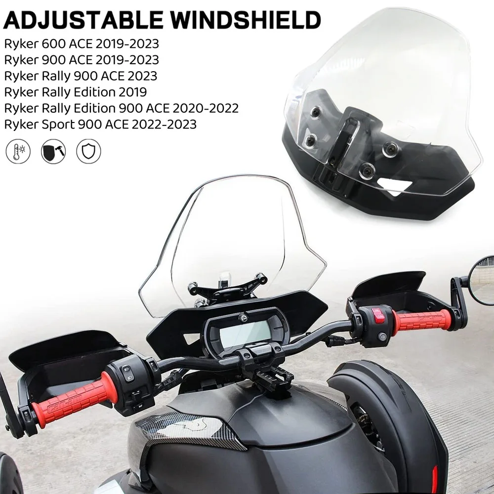 

Motorcycle Adjustable Windscreen Windshield Wind Screen Shield For Can-Am Ryker 600 900 Sport Rally Edition 900 ACE 2019-2023