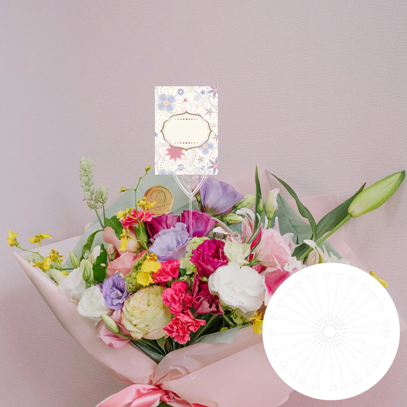 

160Pcs Floral Arrangement Accessories Supplies Heart Shape Card Holder Clips for Bouquets Table Decor Wedding Photo Display