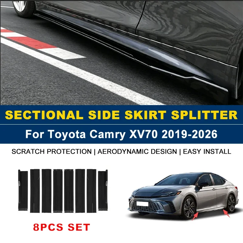 

2.2m Sectional Side Skirt Extension Lips Side Spoiler, Car Exterior Modified Upgrade Kit For Toyota Camry XV70 2019-2026 2020