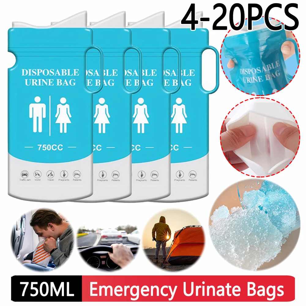 4-20Pcs Outdoor Travel Car Urine Bags Urinal for Male Women's 750ml Disposable Urinal Bag Mini Portable WC Vehicle Supplies