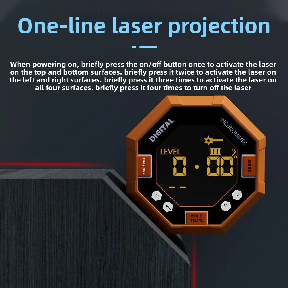 High-precision Laser Inclinometer Magnetic Digital Display Inclinometer Multi-functional Laser Angle Measuring Instrument