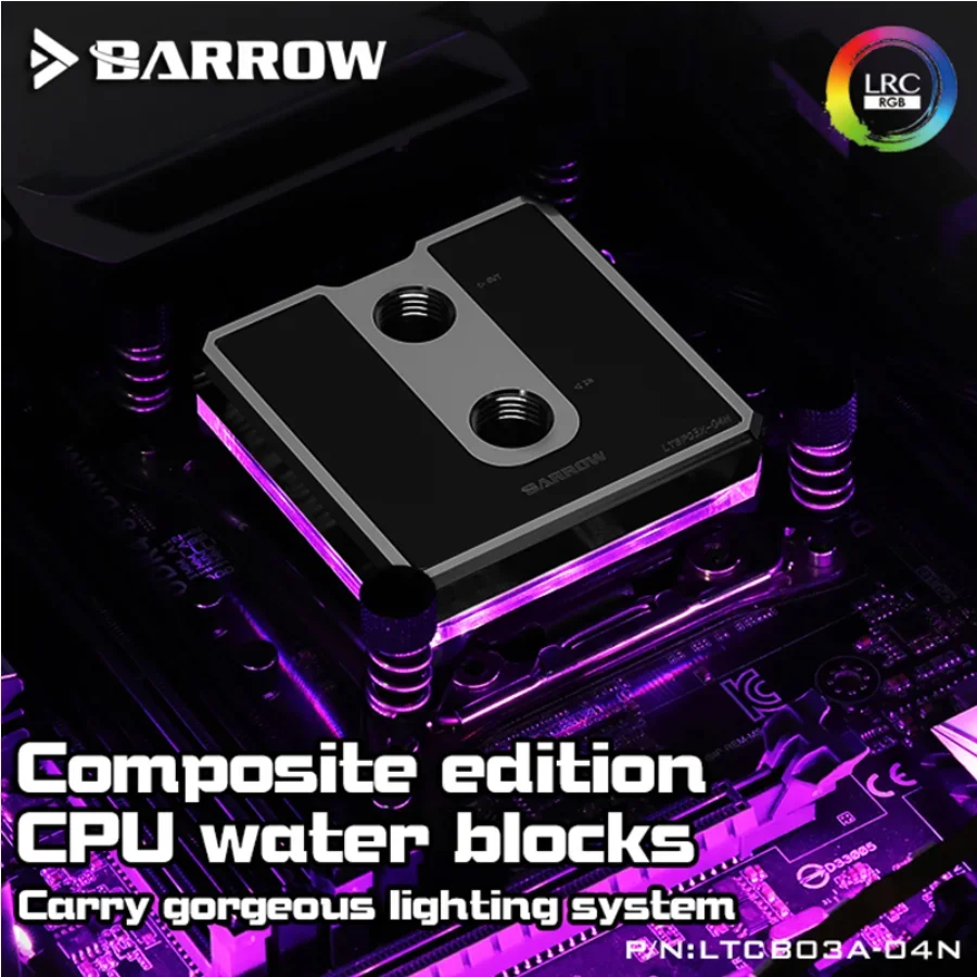 For Ryzen AM3/AM4 Composite CPU Water Blocks, POM/barss Top Optional, LRC 2.0 5v 3pin, Microwaterway Block,Barrow LTCP03A-04N