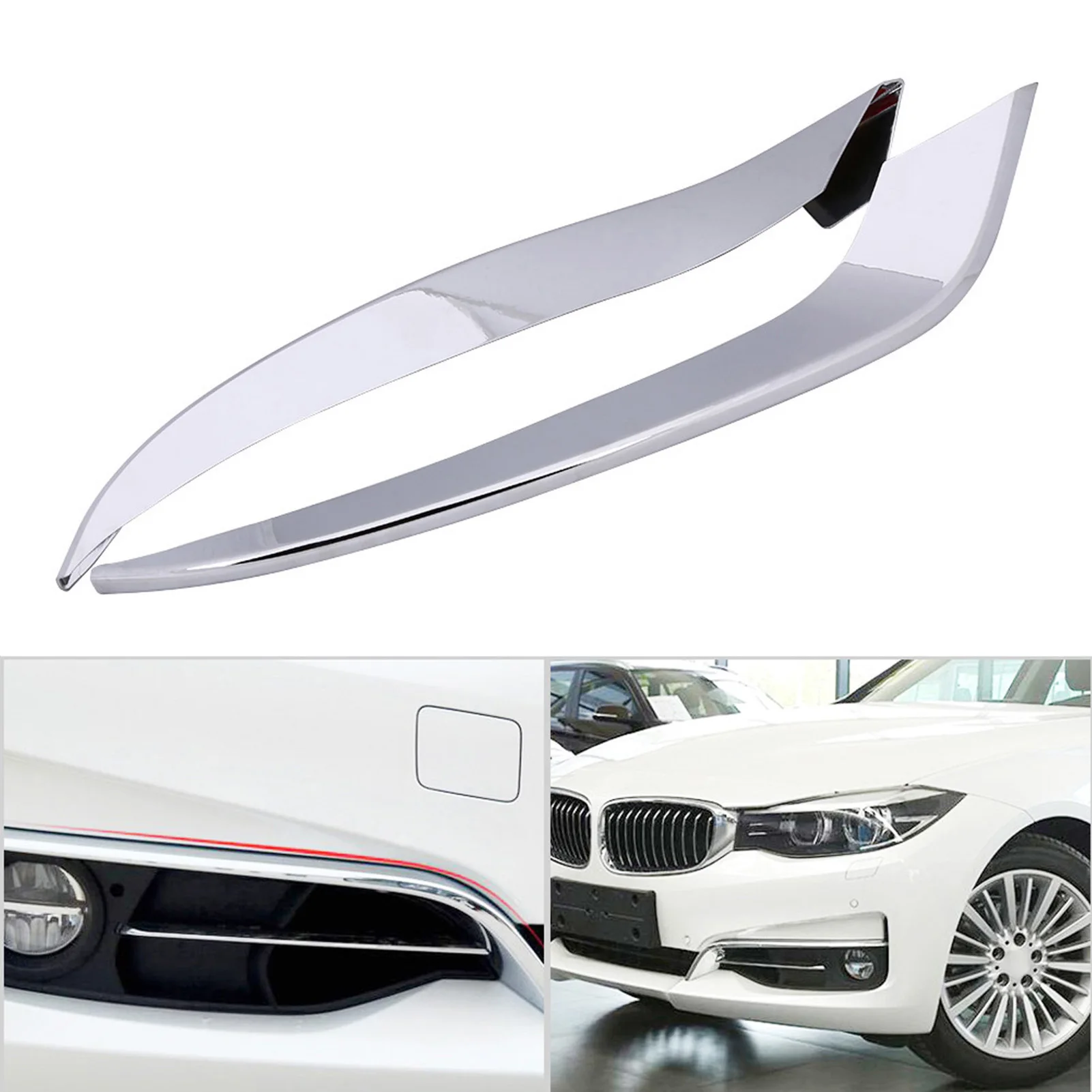 ABS Chrome Car Front Fog Light Lamp Trim Cover Fit for BMW 3 SERIES GT F34 2013-2017 Car Accessories