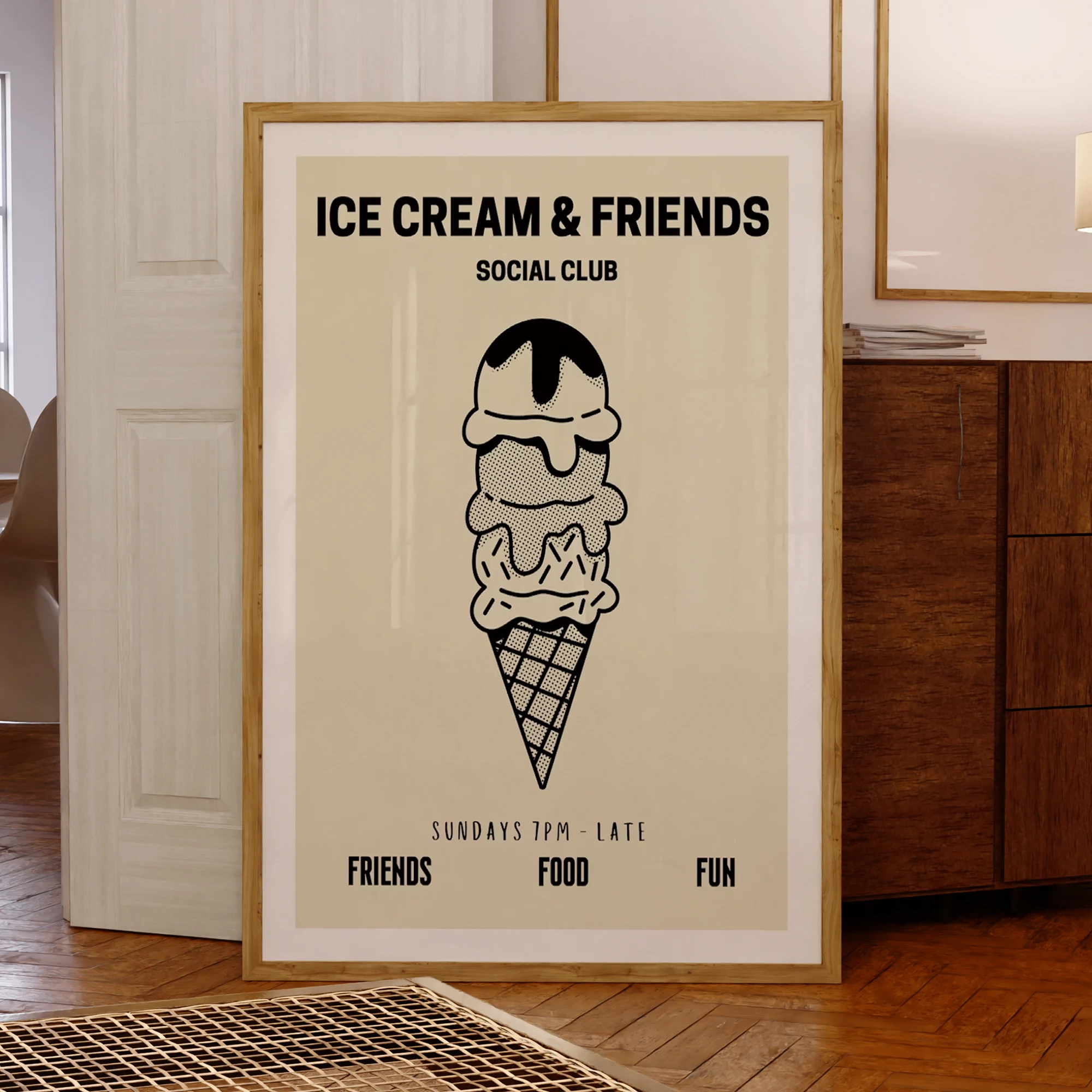 Eis und Freunde Social Club Wand Kunstdrucke Leinwand Malerei Poster Bild für Wohnzimmer Esszimmer Küche Zimmer Home Decor