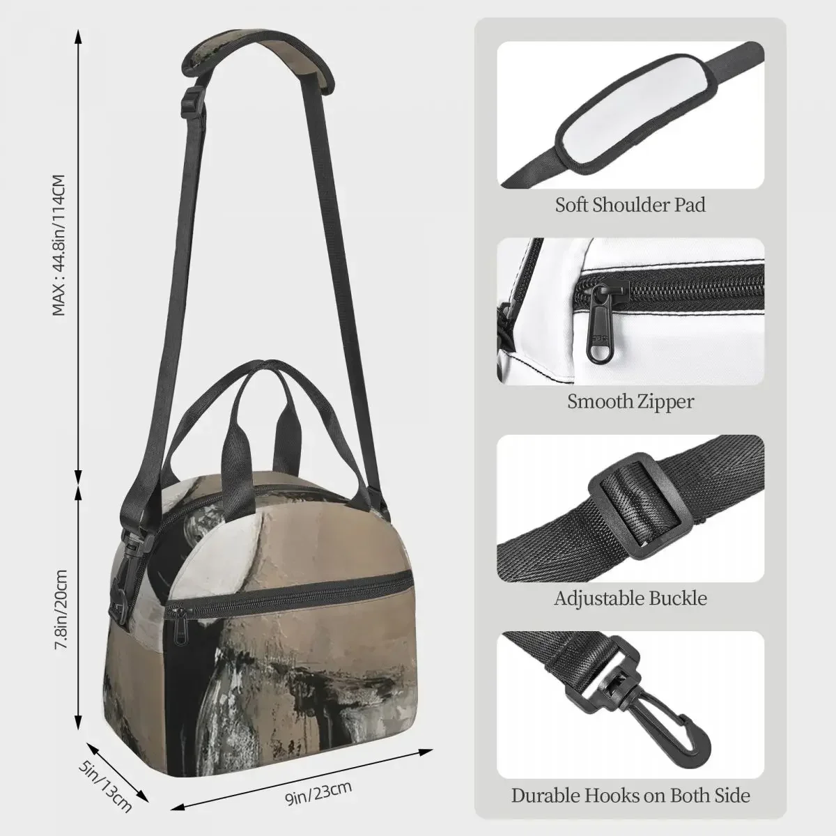Neutral Abstract Insulated Lunch Bag for Women Office Cooler Thermal Box Tote Portable Lunch Boxes