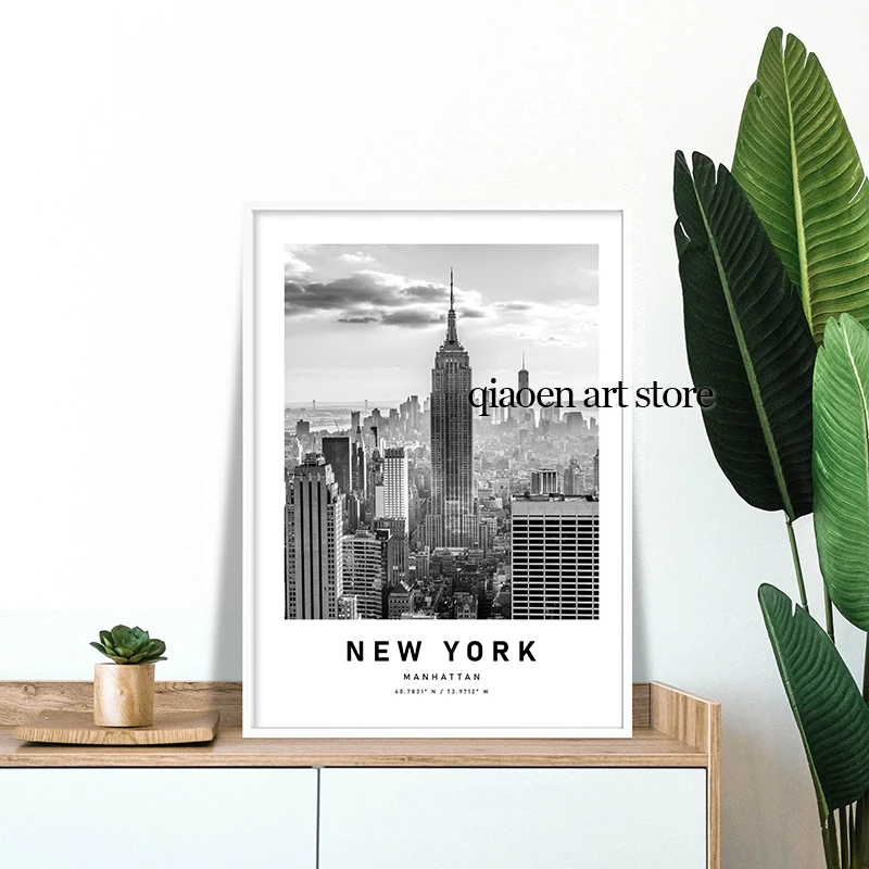 Paris New York Chicago Rome Architecture Travel Poster Black and White Canvas Printing Wall Art Picture for Room Home Decor