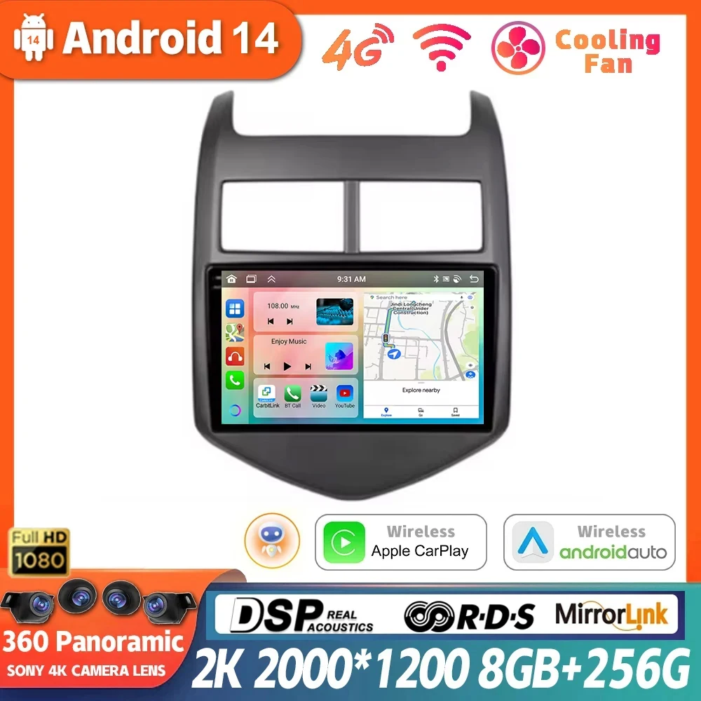 

Android 14 для Chevrolet Aveo 2 Sonic T300 2011-2015 Автомагнитола для CarPlay мультимедийный плеер навигатор GPS 360 камера Авторадио 9"