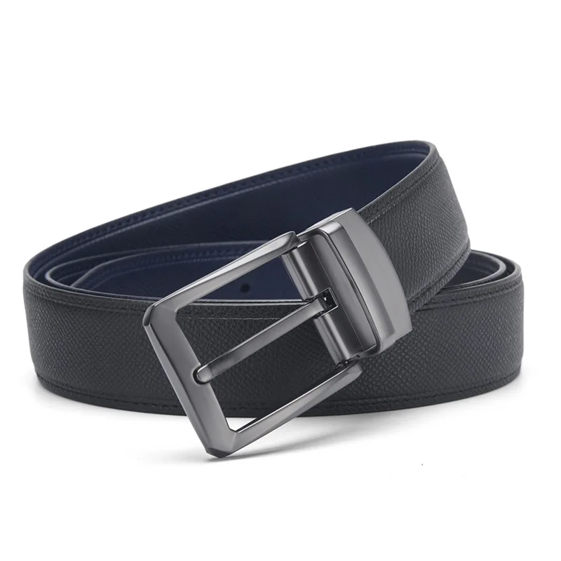 Belt, men's popular item, two-layer cowhide rotating needle buckle belt, for formal wear with both sides for business purposes