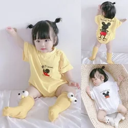 Summer Newborn Baby Rompers Cartoon Mickey Mouse Print Boys Girls Jumpsuit Infant Costumes Cotton Short Sleeve Bodysuits 0-3T