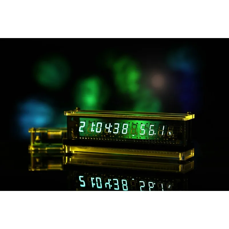 Nvarcher VFD Clock Screen Display Digital LED  Time Vacuum Fluorescent  Wireless Temperature Humidity 12/24 hour