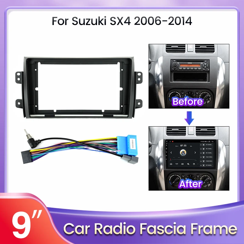 

9-дюймовая рамка для радиоприемника, подходит для Suzuki SX4 2006-2014, Android стерео комплект, монтажная отделка, панель, адаптер для приборной панели, автомобильные аксессуары