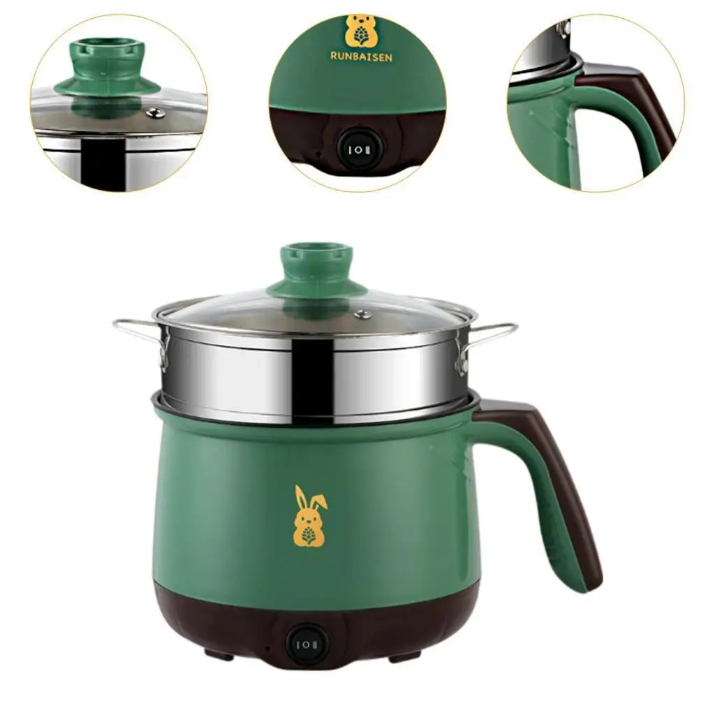 Мини-горячая кастрюля с пароваркой, многофункциональная плита для лапши, плита рамэн, электрическая рисоварка для овсяных плаваней, стейка, макаронных изделий, жарки пельменей
