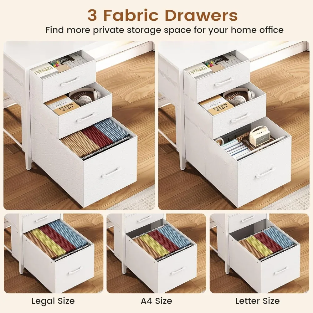 مكتب ألعاب على شكل حرف L مع مساحة تخزين وأدراج وخزانة ولوحة بيجبورد - مكتب كمبيوتر زاوية قابلة للتحويل 94.5 #6