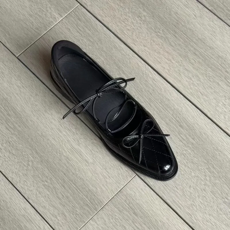 

Ladies Black Leather Mary Jane Simple Black Leather Shoes for Casual Ballet Dance, Comfortable Flat Shoes for Women