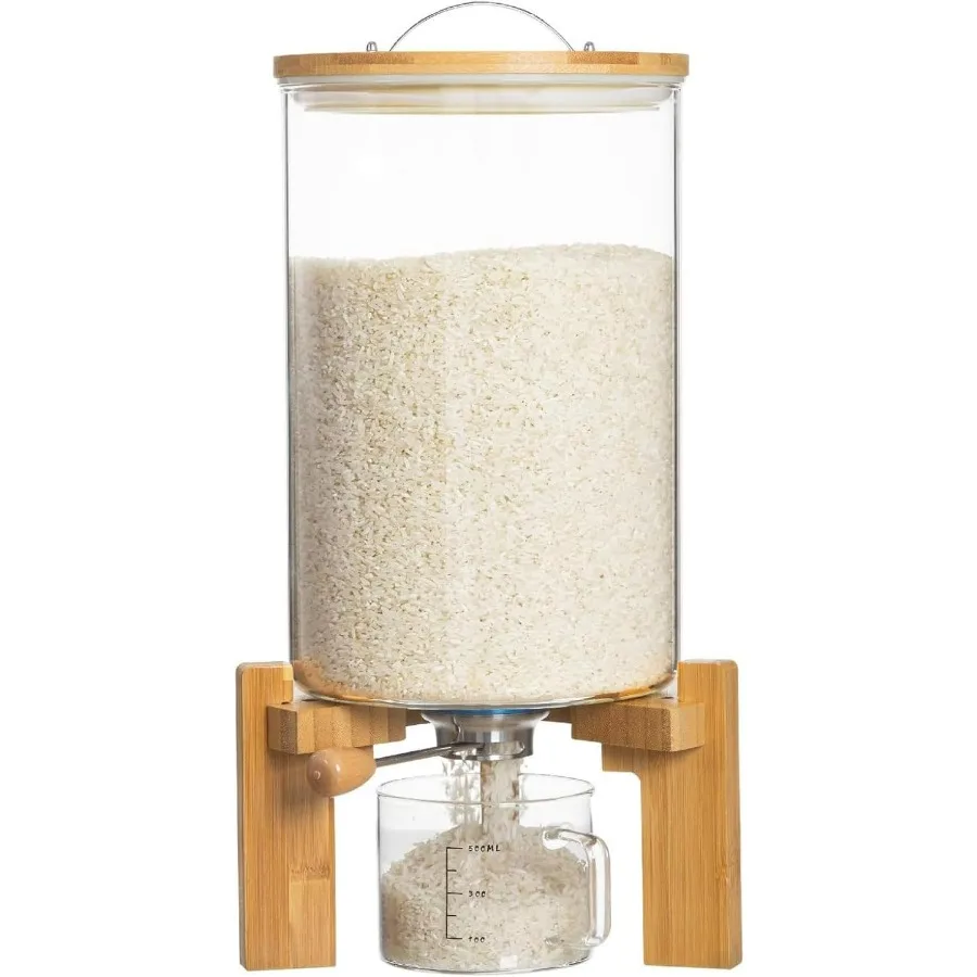 

Rice Dispenser, Rice Storage Container, Flour and Cereal Container for Kitchen Organization and Pantry Store, Glass Cereal dispe