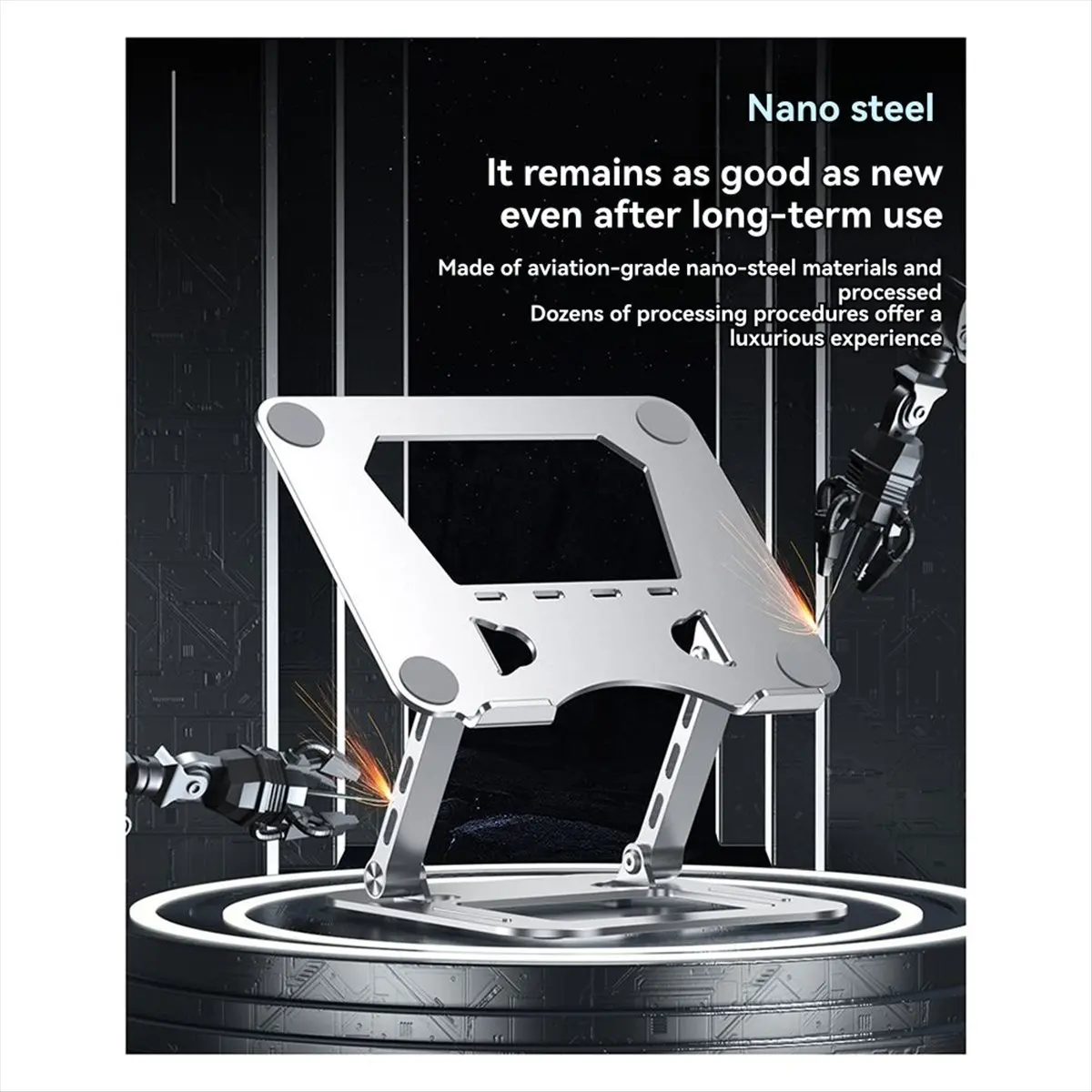 A46U Alloy Steel Laptop Stand Foldable Lift Laptop Cooling Base Ergonomics Light and Handy Design Computer Accessories Grey