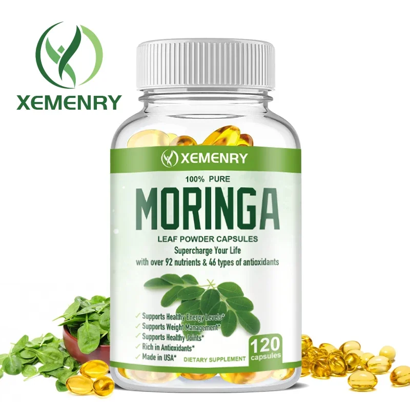 Cápsulas orgánicas de Moringa, superalimento verde vegano nutritivo para lactancia, 120 cápsulas