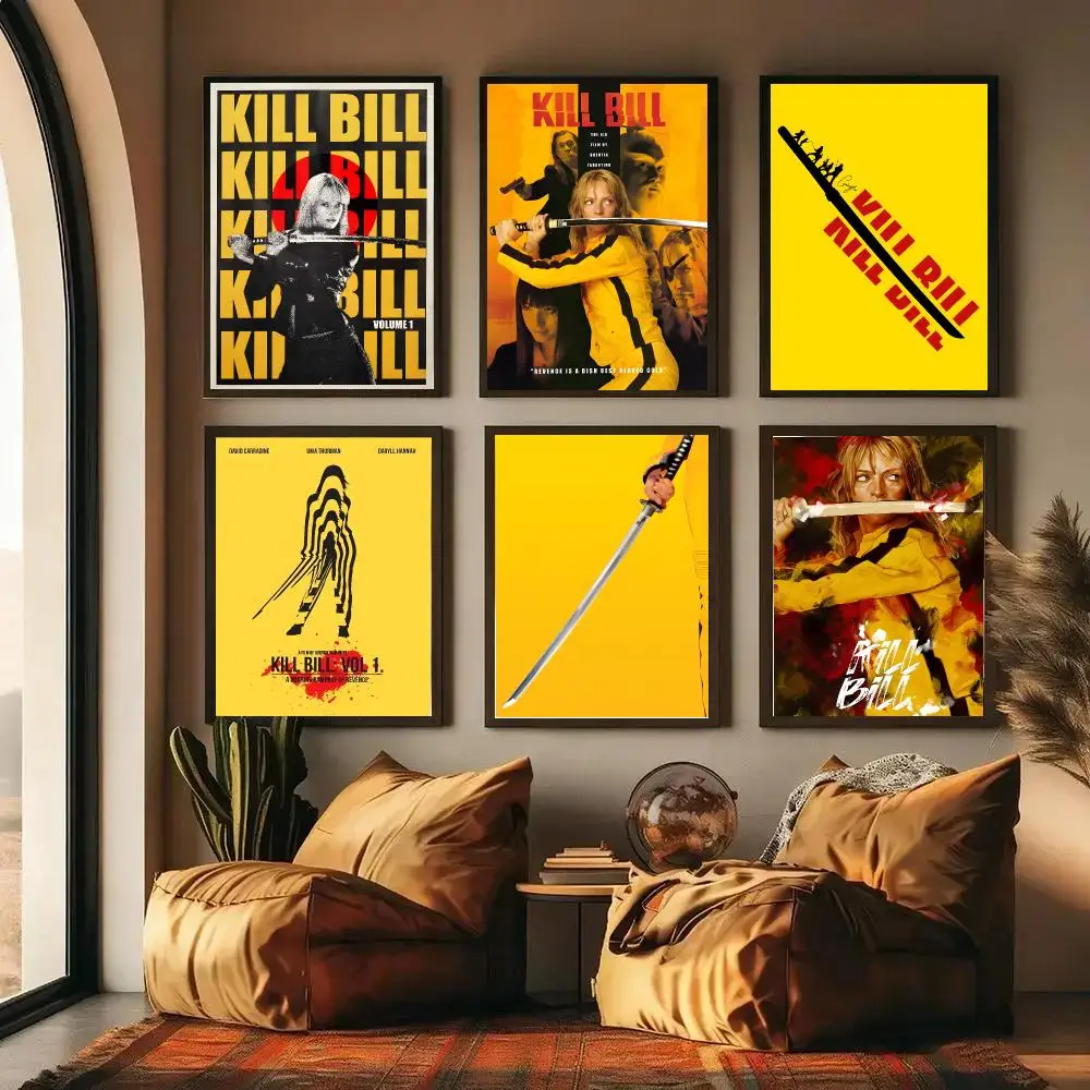 Classic Hot Movie Kill Bill Poster Self-adhesive Art Waterproof Paper Sticker Coffee House Wall Decor