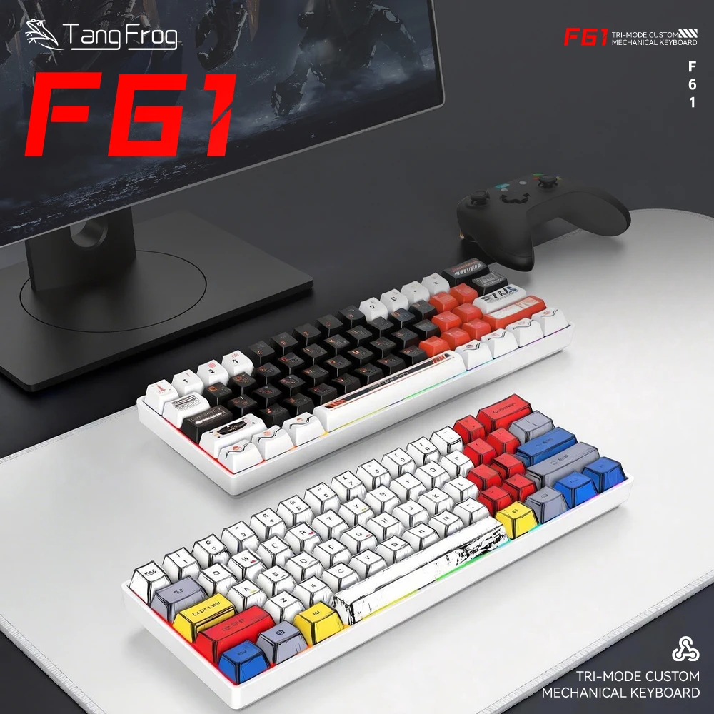 Mini Custom Mechanical Keyboard APAYADO F61 Hi-Fi Switch ARGB Hot-Swappable 2000mAh Battery Ergonomic Keyboard