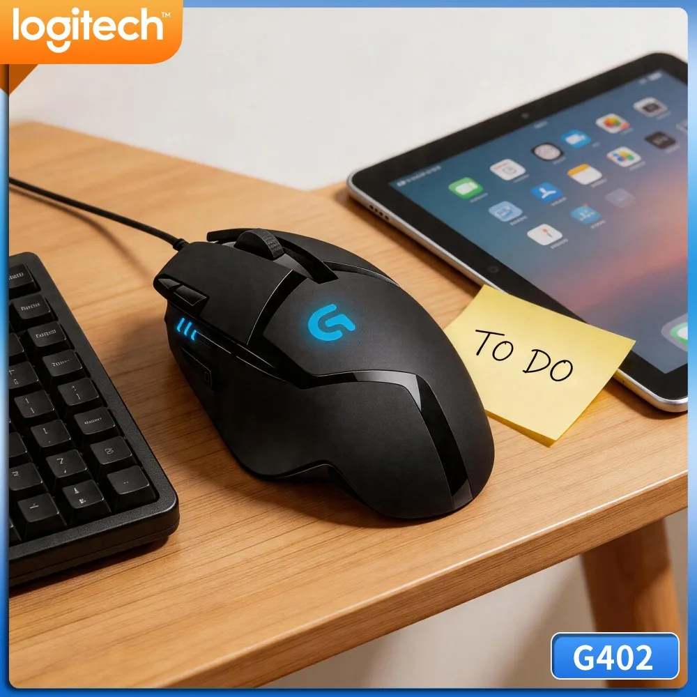 Logitech G402 Wired Mouse Delta Zero Optical Sensor 8 Buttons 500 IPS Tracking 4 DPI Modes 1Ms Report Rate Anti-Slip