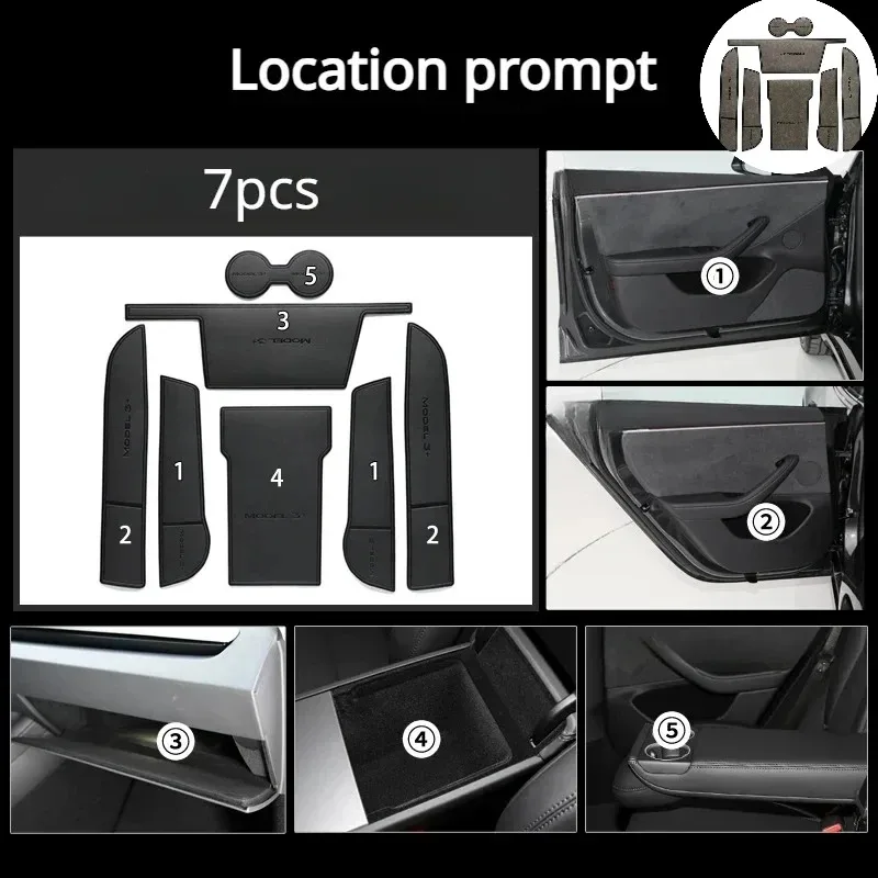 Leather Door Slot Pad for Tesla New Model 3+ Anti-Slip Slot Cup Mat Door Groove Mats for Model 3 Highland 2024 Car Accessories