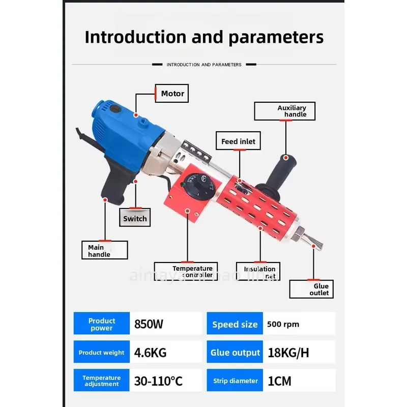 850W 220V Electric Tire Repair Gun Pre-vulcanized Rubber Heating Glue Filling Tool for Auto Car Truck Tyre Puncture Fixing