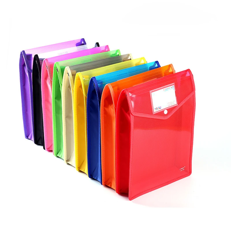 10Pcs Storage Bag A5/A4 File Organizer Clear File Folder with Button Vertical Three-dimensional File Bag School Office Supplies