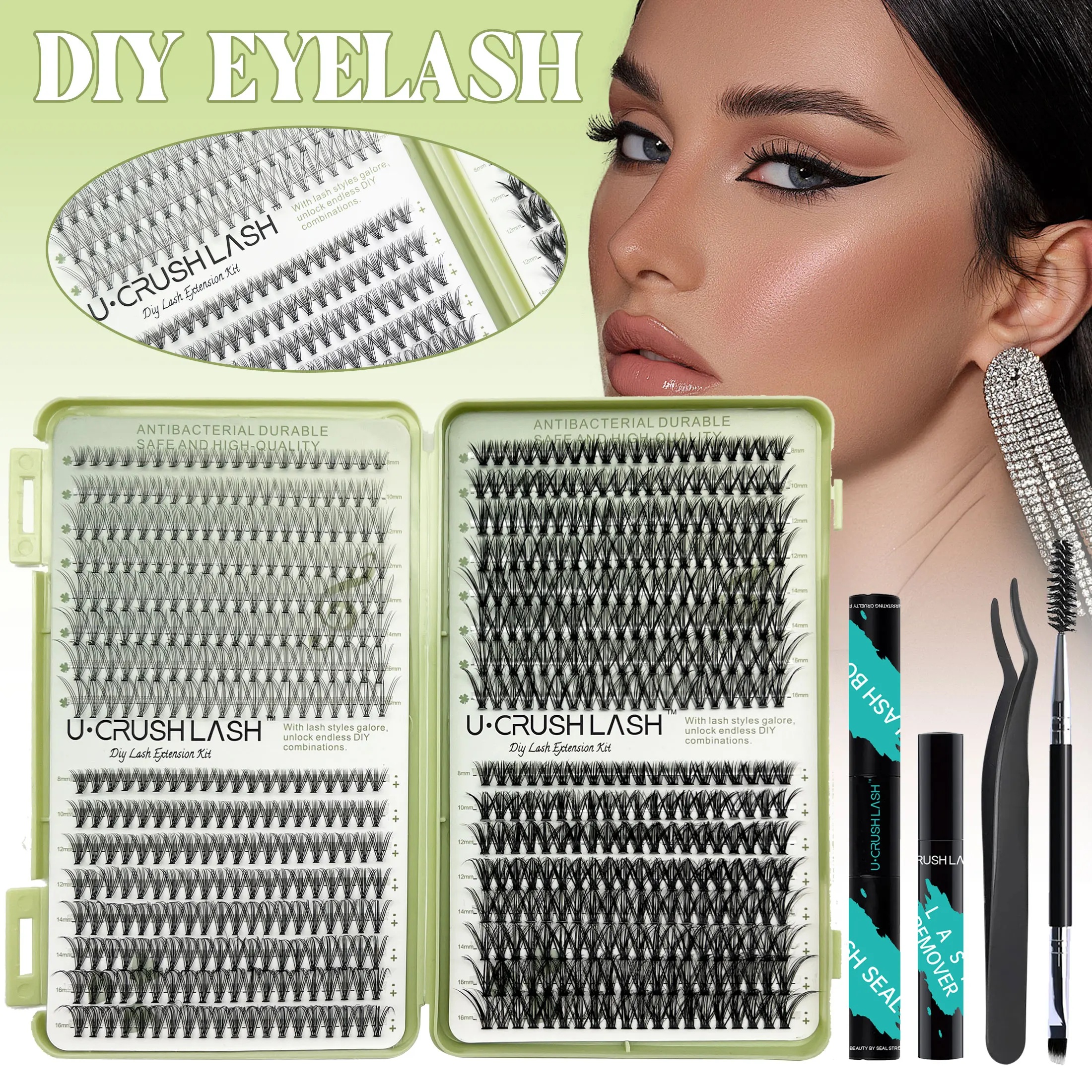 مجموعة رموش صناعية ذاتية الصنع بسعة كبيرة 10203040D كتاب رموش عنقودية مع ملاقط مزيل الصمغ في مكياج منزلي صديق للمبتدئين #1