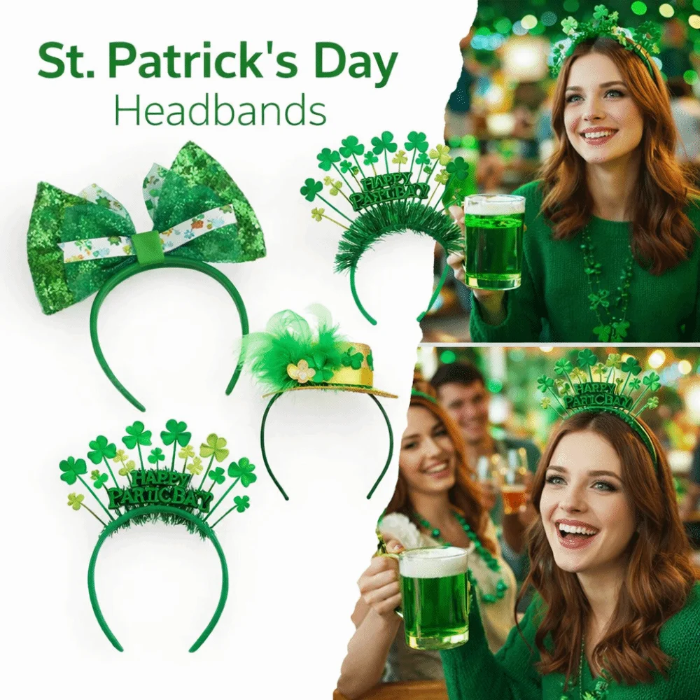 

Festive Style ST. Patricks Day Headband Creative Shamrock Shape Shamrock Headband Portable Bow Headband Carnival Festival