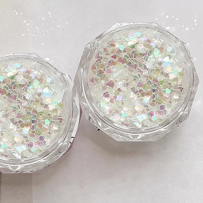 Mini brillo de uñas de amor brillante de 1mm, decoración de uñas con forma de corazón brillante, diseño de salón de uñas, accesorios bonitos, diseño artístico de uñas DIY