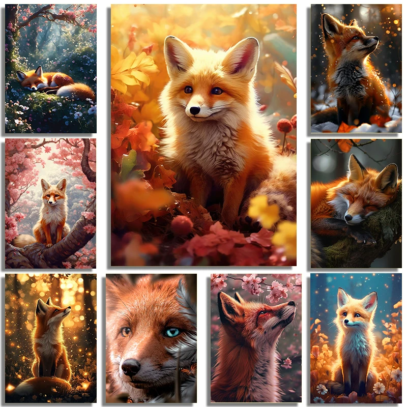 Vibrant Lively And Adorable Jungle Foxes Wild Animal Art Posters Canvas Printing Hotel Galleries Bedroom Home Wall Decoration