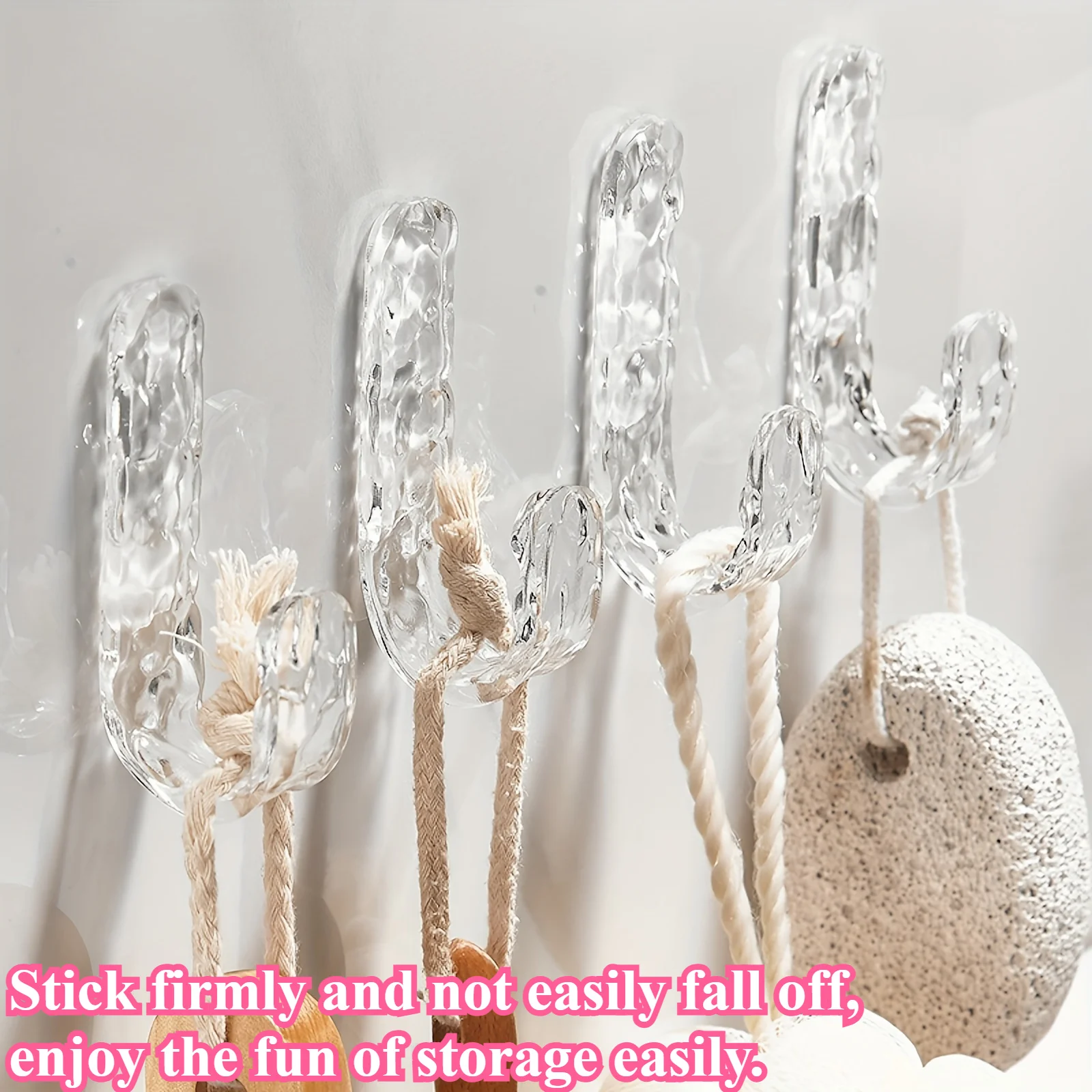 8pcs transparent glacier hooks, light luxury and high-end feel, suitable for multiple scenarios: kitchen, wardrobe, wall, door