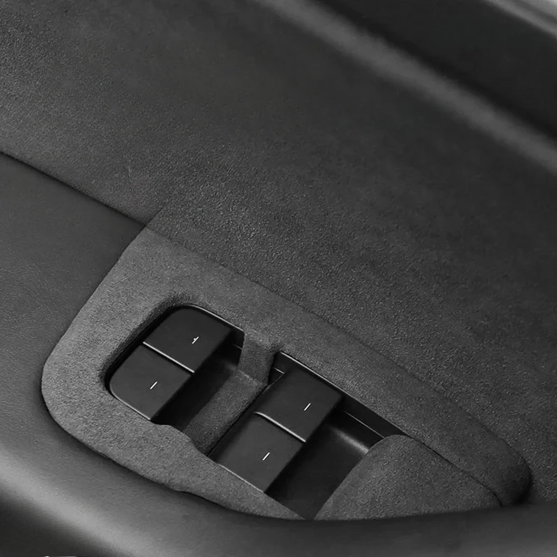 Alcan tara For Tesla Model 3 Y 2019-2024 Car Interior Window Lifter Switch Button Panel Decorative Cover Trim Accessories