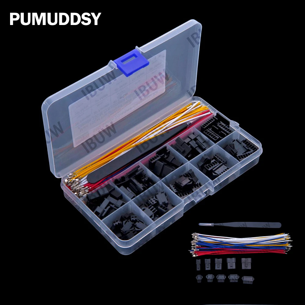 JST SM 2.54mm Female & Male Connector Kit with 22AWG Pre-Crimped Wire SM2.54 2/3/4/5/6 Pin Housing Adapter Cable Connector 4p 5p
