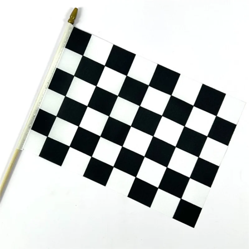 2025 Trend Geruite Zwart-wit Racing Stick Vlag Kleine Mini Handheld Racing Vlag Competitie Vlag (20 Stuks)