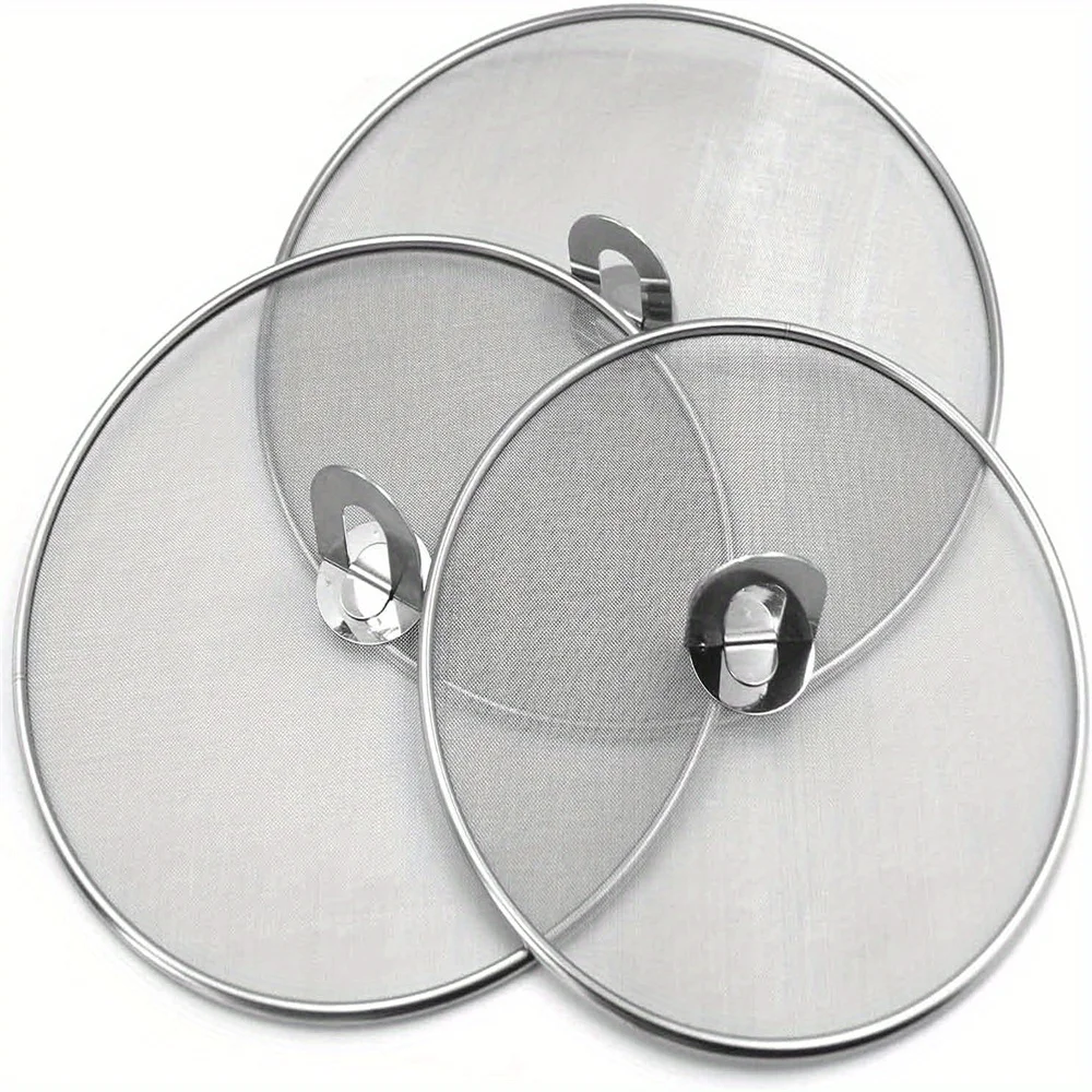3pcs/pack Splatter Screen for Cooking Stainless Steel Grease Guard for Frying Pan Ultra Fine Mesh Lids Set of 3(10