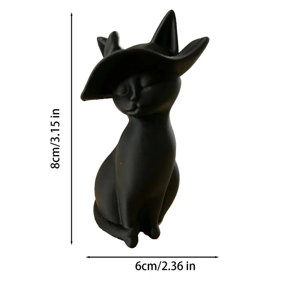 Hat-wearing Cat Figure 3d Printed Cat Figurine with Hat Molding Desktop Ornament Decorative Sculpture Accessory for Home Office