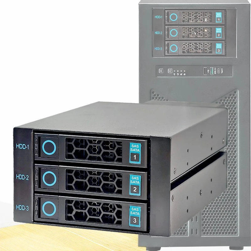 

3-Bay Hot-Swappable Hard Drive Tray Module, 3.5-inch SATA SSD/HDD Rack, Plug-and-Play SATA/8643 Backplane, Hard Drive Enclosure