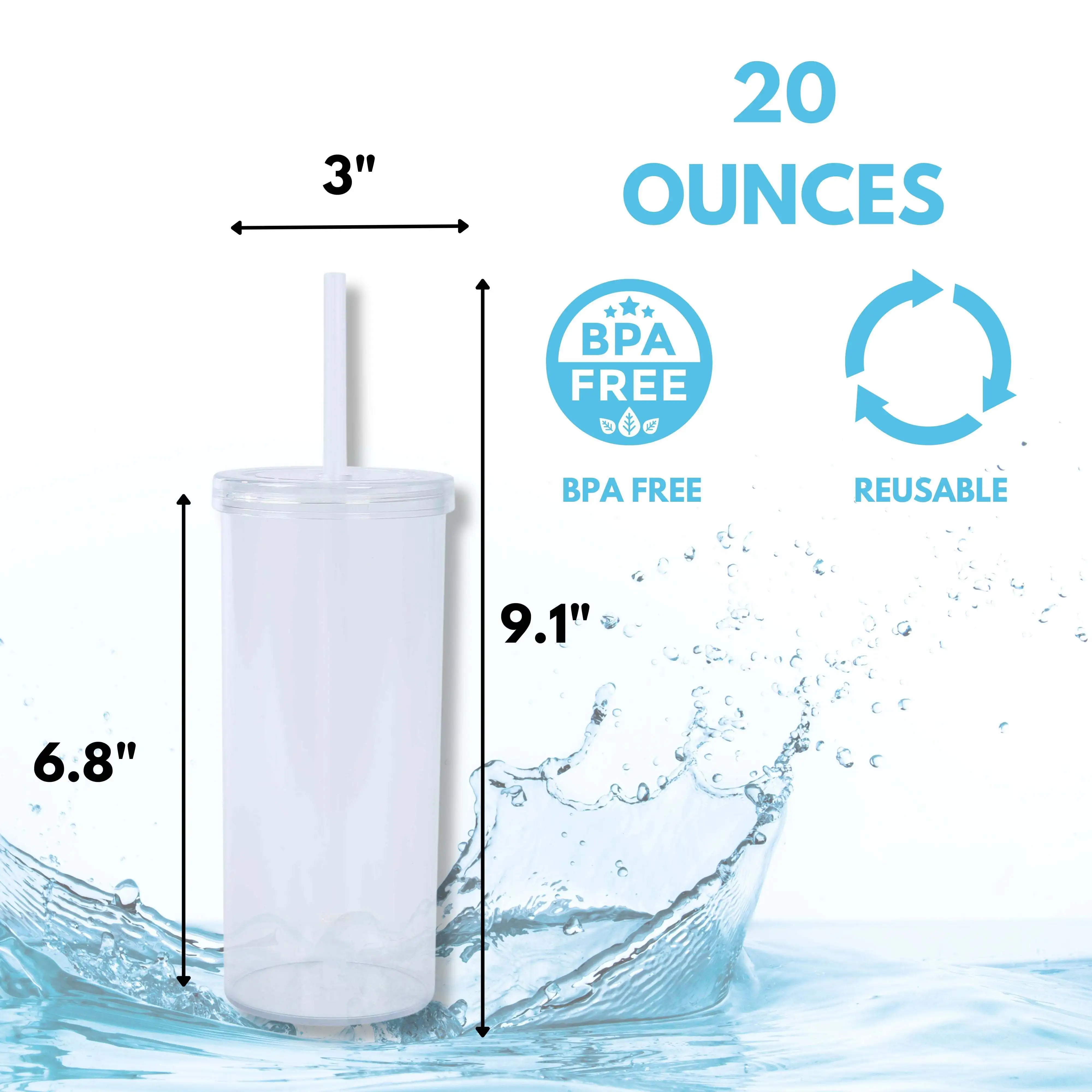 

24-Pack 20oz Plastic Tumbler with Screw Top Lid and Straw, Clear Durable and portable