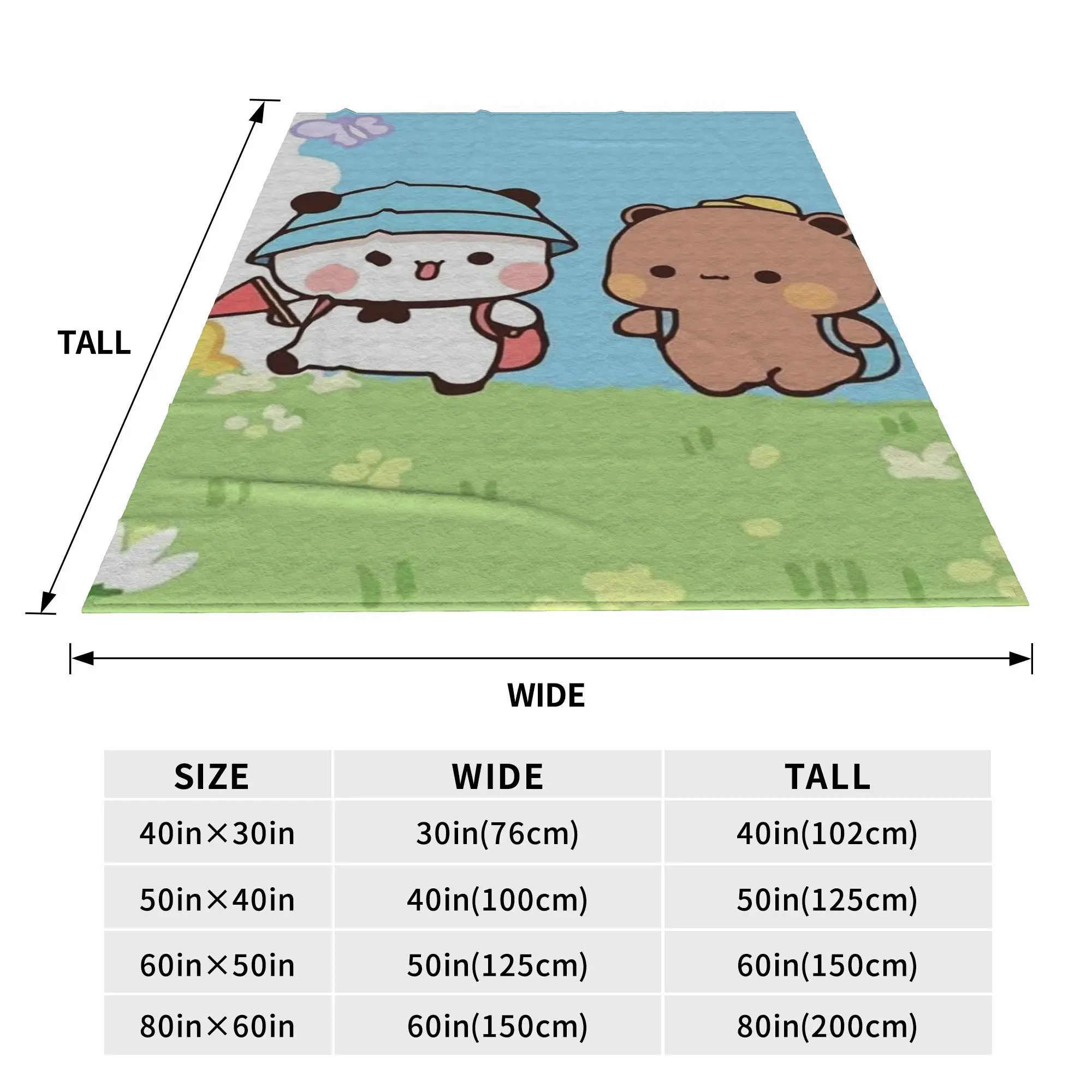 Bubu Dudu Going To Sleep Panda and Bear Blankets Breathable Fleece Sofa Throw Blanket for Bedroom Travel Throws Bedspread Quilt